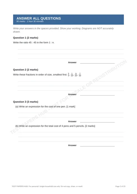 Questions preview