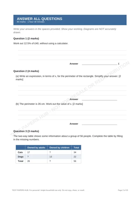 Questions preview