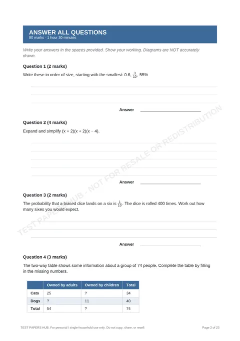 Questions preview