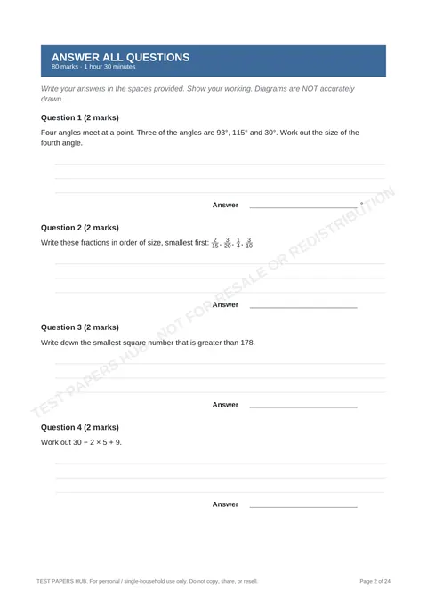 Questions preview