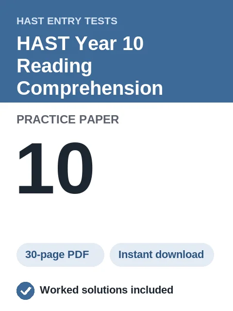 HAST Year 10 Reading Comprehension Practice Paper 10