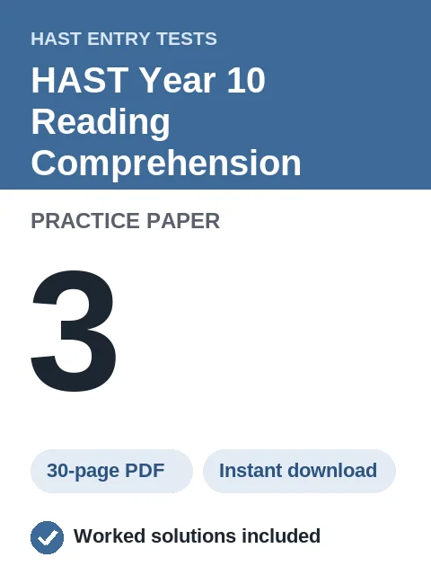 HAST Year 10 Reading Comprehension Practice Paper 3