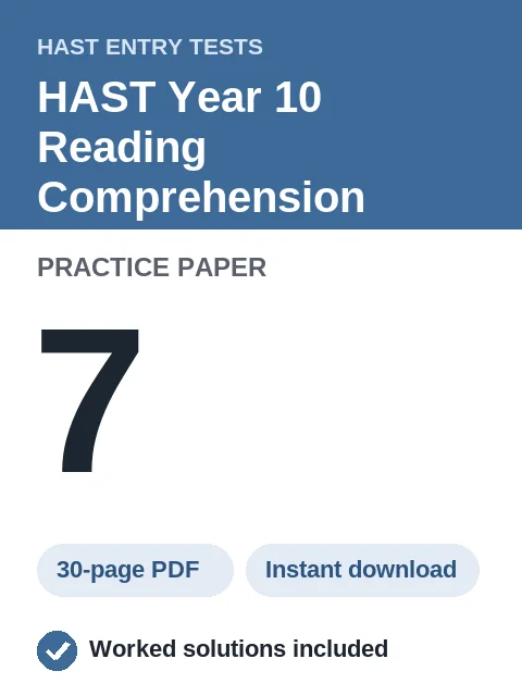 HAST Year 10 Reading Comprehension Practice Paper 7