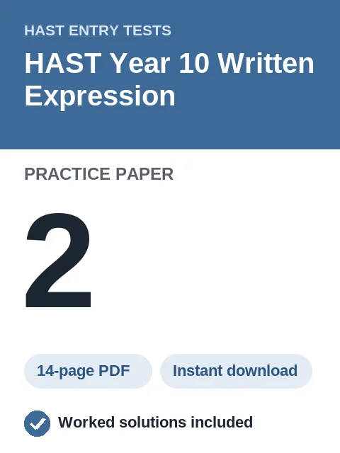 HAST Year 10 Written Expression Practice Paper 2