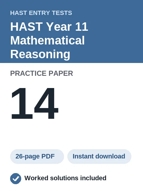 HAST Year 11 Mathematical Reasoning Practice Paper 14