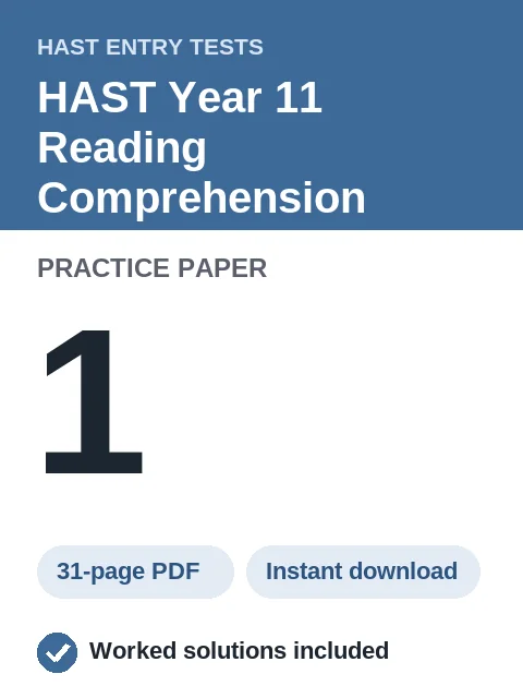 HAST Year 11 Reading Comprehension Practice Paper 1