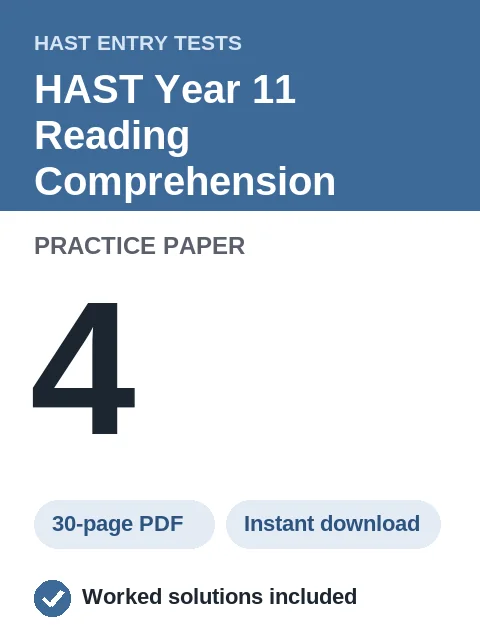 HAST Year 11 Reading Comprehension Practice Paper 4