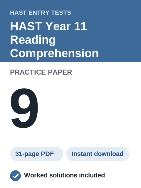 HAST Year 11 Reading Comprehension Practice Paper 9