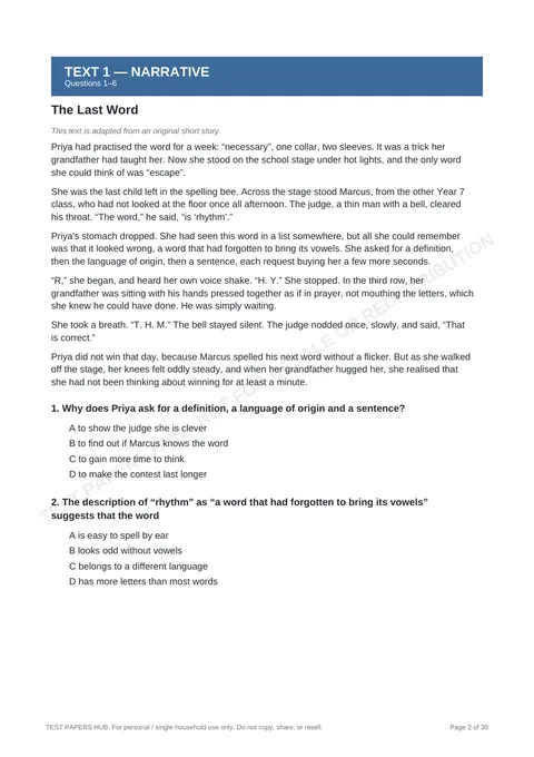 Questions preview