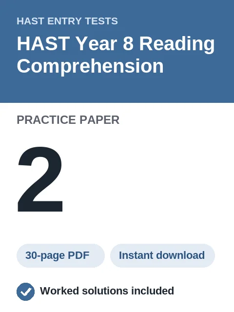 HAST Year 8 Reading Comprehension Practice Paper 2