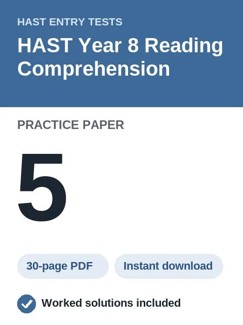 HAST Year 8 Reading Comprehension Practice Paper 5