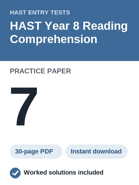 HAST Year 8 Reading Comprehension Practice Paper 7