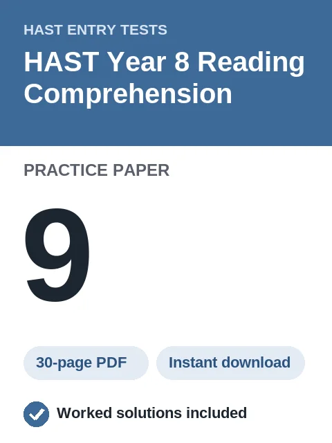 HAST Year 8 Reading Comprehension Practice Paper 9