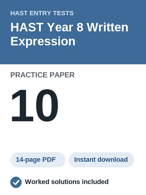 HAST Year 8 Written Expression Practice Paper 10