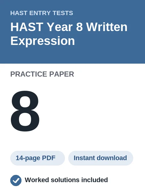 HAST Year 8 Written Expression Practice Paper 8
