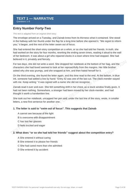 Questions preview