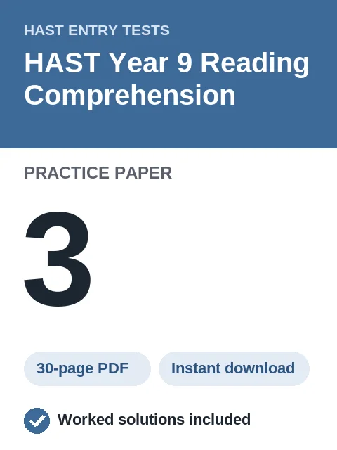 HAST Year 9 Reading Comprehension Practice Paper 3