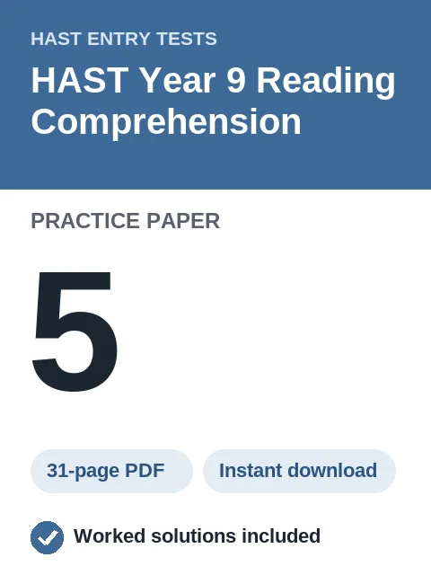 HAST Year 9 Reading Comprehension Practice Paper 5