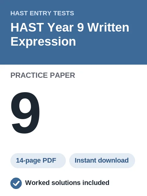 HAST Year 9 Written Expression Practice Paper 9