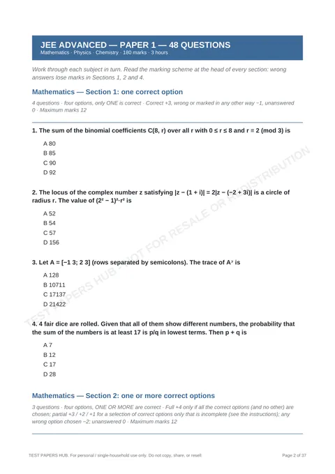 Questions preview