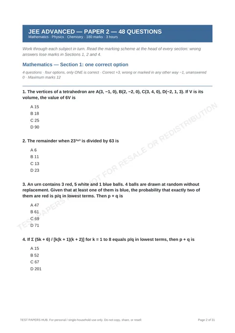 Questions preview