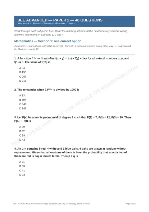 Questions preview