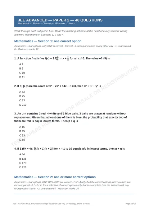 Questions preview