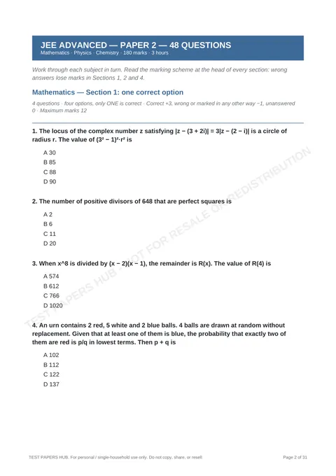 Questions preview