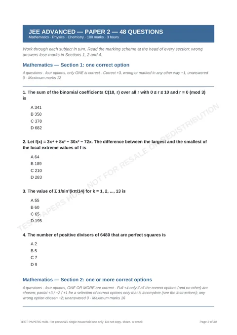 Questions preview