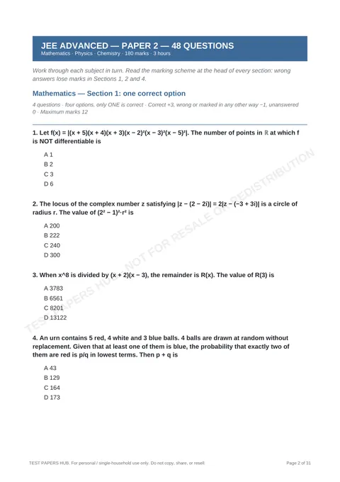 Questions preview