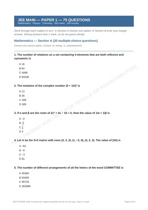 Questions preview