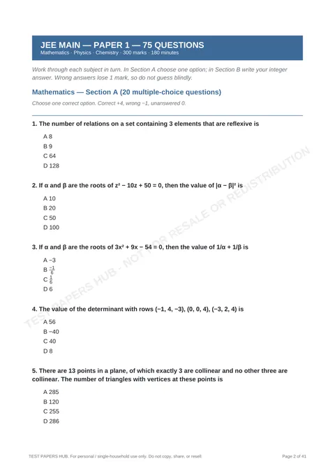 Questions preview