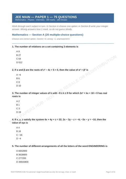 Questions preview