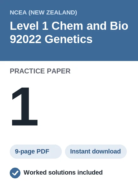 NCEA Level 1 Chem and Bio 92022 Genetics Practice Paper 1