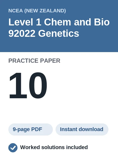 NCEA Level 1 Chem and Bio 92022 Genetics Practice Paper 10