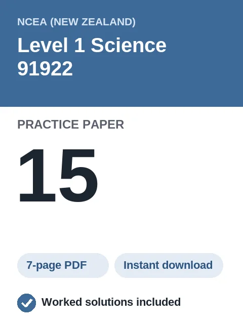 NCEA Level 1 Science 91922 Practice Paper 15