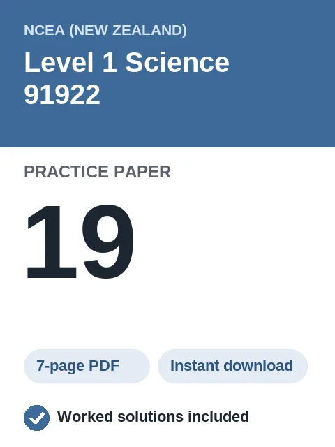 NCEA Level 1 Science 91922 Practice Paper 19