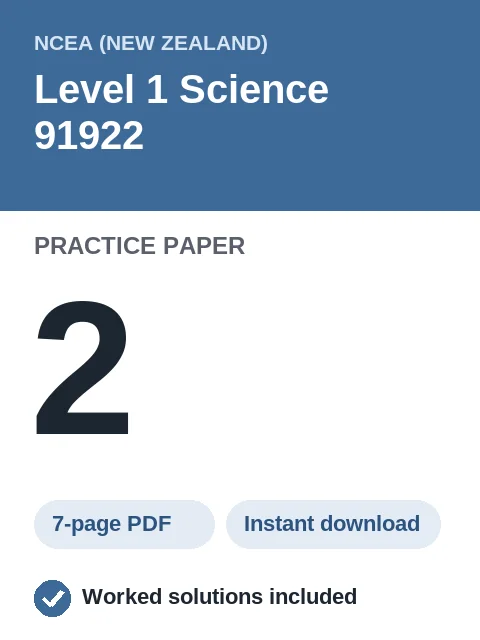 NCEA Level 1 Science 91922 Practice Paper 2
