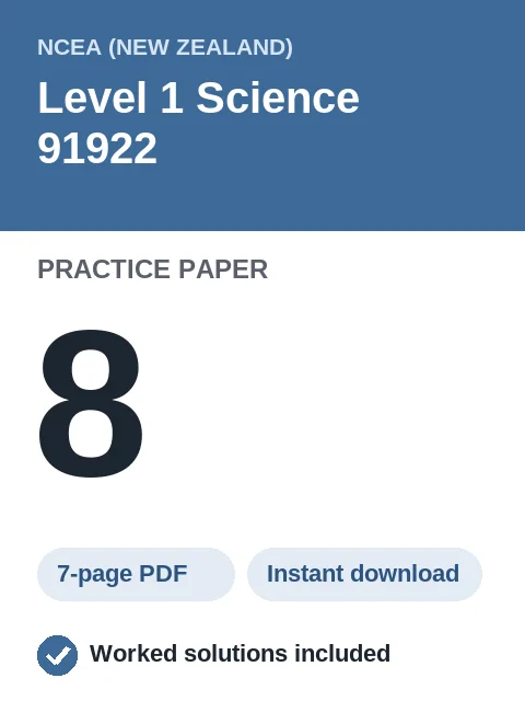 NCEA Level 1 Science 91922 Practice Paper 8