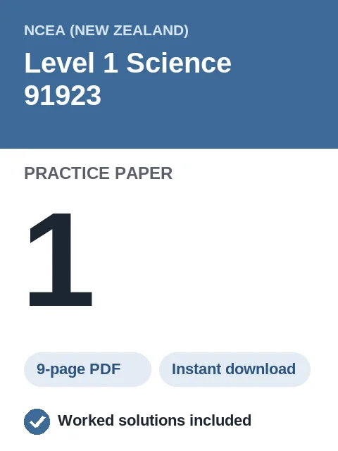 NCEA Level 1 Science 91923 Practice Paper 1