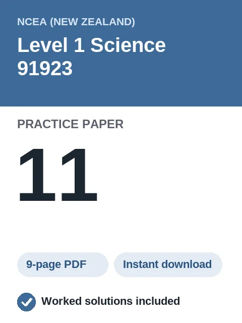 NCEA Level 1 Science 91923 Practice Paper 11