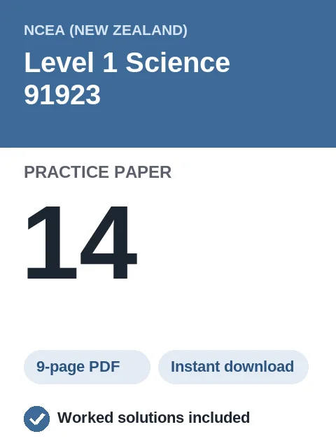 NCEA Level 1 Science 91923 Practice Paper 14