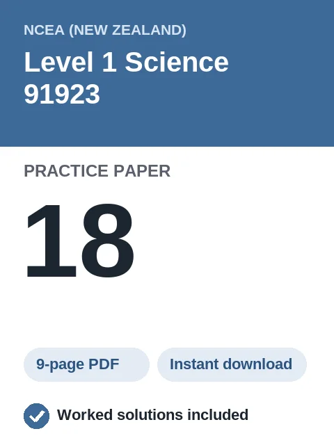 NCEA Level 1 Science 91923 Practice Paper 18