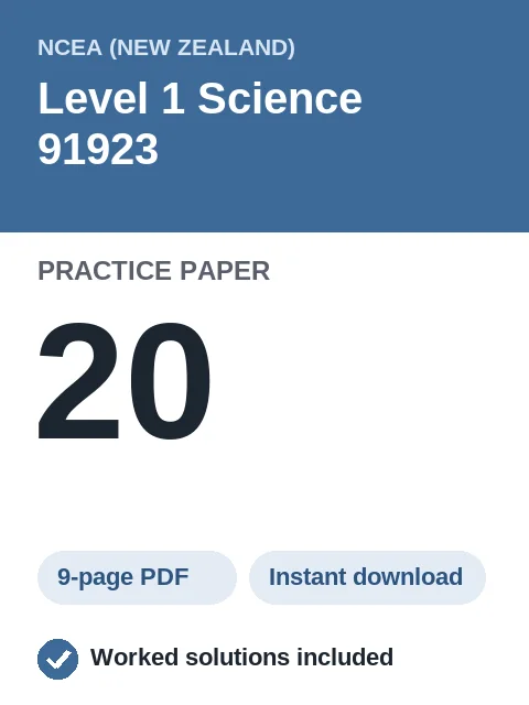 NCEA Level 1 Science 91923 Practice Paper 20
