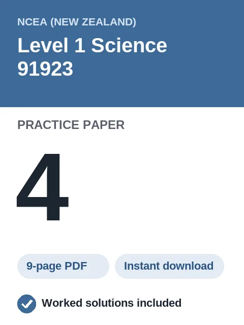 NCEA Level 1 Science 91923 Practice Paper 4