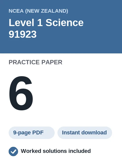 NCEA Level 1 Science 91923 Practice Paper 6