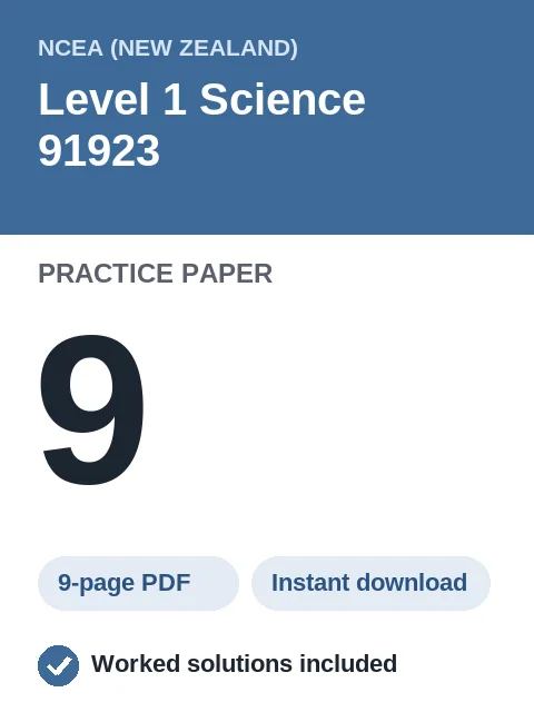 NCEA Level 1 Science 91923 Practice Paper 9