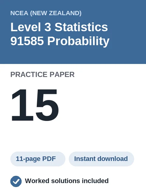 NCEA Level 3 Statistics 91585 Probability Practice Paper 15