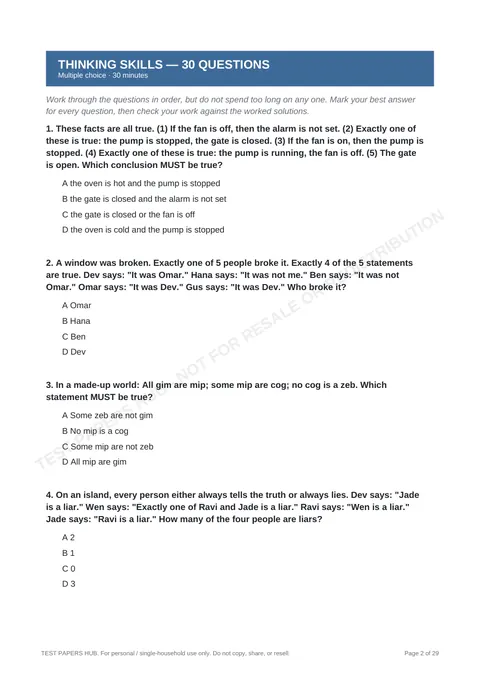 Questions preview
