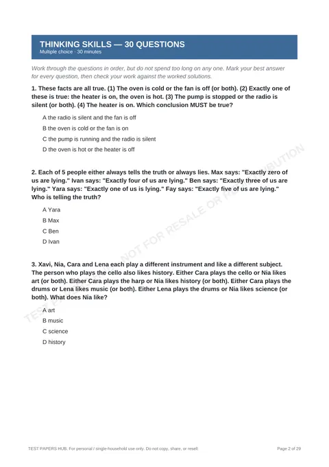 Questions preview